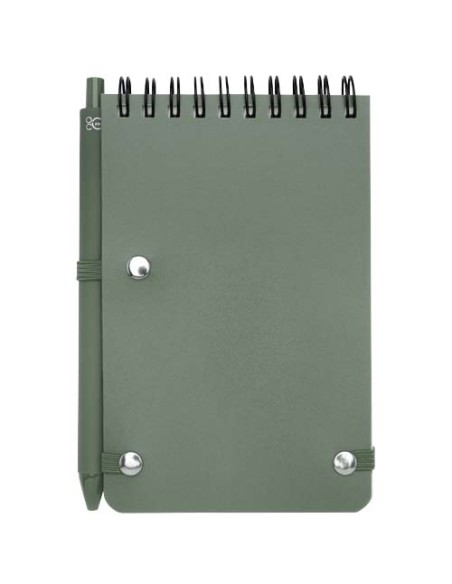 Blocco note formato A6 con copertina rigida in plastica recuperata in prossimità degli oceani e penna a sfera Thalaasa (inchi