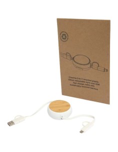 Cavo retrattile 5 in 1 in plastica riciclata da 100 cm per la sincronizzazione dei dati e la ricarica rapida da 45 W con dett