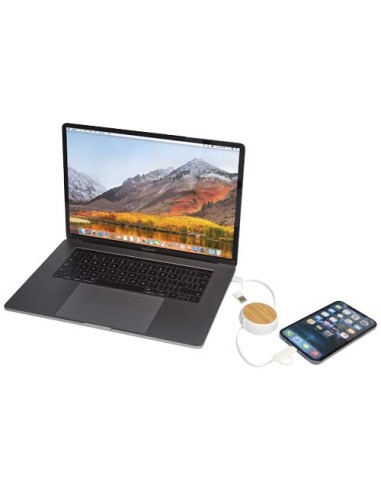 Cavo retrattile 5 in 1 in plastica riciclata da 100 cm per la sincronizzazione dei dati e la ricarica rapida da 45 W con dett