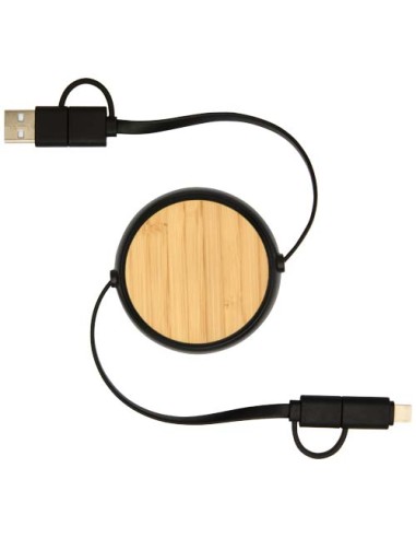 Cavo retrattile 5 in 1 in plastica riciclata da 100 cm per la sincronizzazione dei dati e la ricarica rapida da 45 W con dett