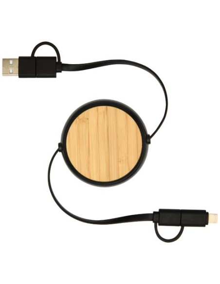 Cavo retrattile 5 in 1 in plastica riciclata da 100 cm per la sincronizzazione dei dati e la ricarica rapida da 45 W con dett