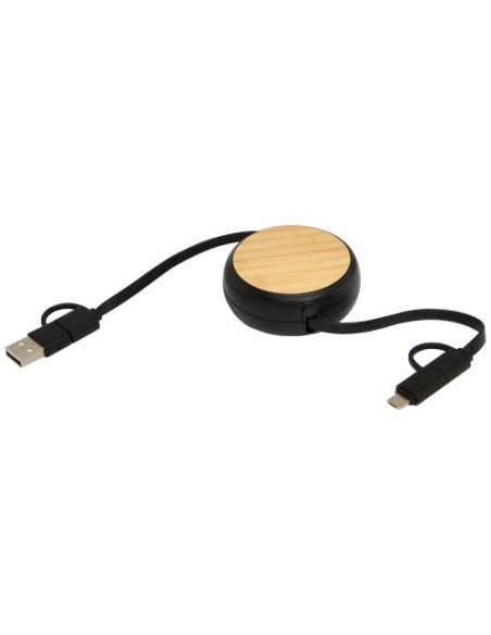 Cavo retrattile 5 in 1 in plastica riciclata da 100 cm per la sincronizzazione dei dati e la ricarica rapida da 45 W con dett