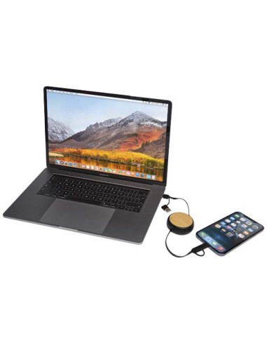 Cavo retrattile 5 in 1 in plastica riciclata da 100 cm per la sincronizzazione dei dati e la ricarica rapida da 45 W con dett