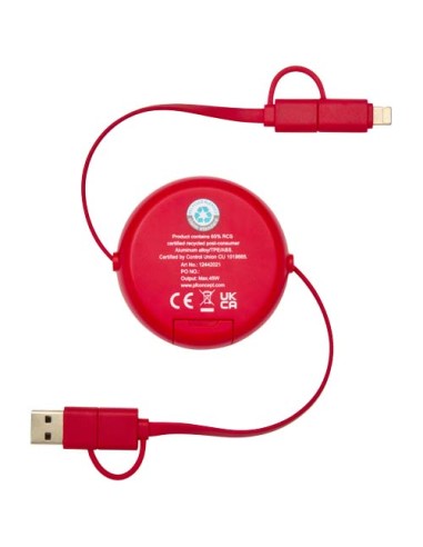 Cavo retrattile 5 in 1 da 100 cm in plastica riciclata e alluminio per la sincronizzazione dei dati e la ricarica rapida da 4