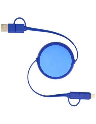 Cavo retrattile 5 in 1 da 100 cm in plastica riciclata e alluminio per la sincronizzazione dei dati e la ricarica rapida da 4