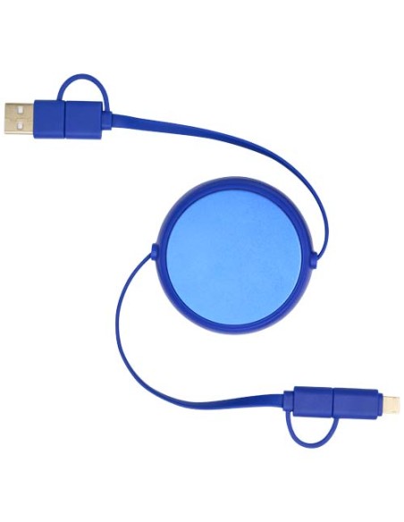 Cavo retrattile 5 in 1 da 100 cm in plastica riciclata e alluminio per la sincronizzazione dei dati e la ricarica rapida da 4