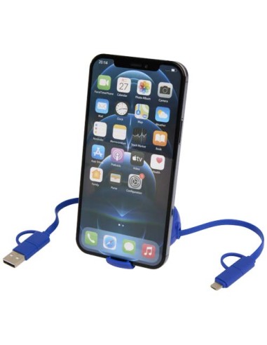 Cavo retrattile 5 in 1 da 100 cm in plastica riciclata e alluminio per la sincronizzazione dei dati e la ricarica rapida da 4