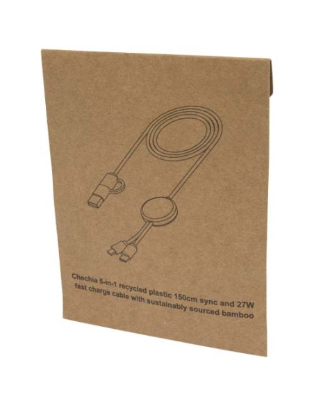 Cavo 5-in-1 in plastica riciclata da 150 cm per la sincronizzazione dei dati e la ricarica rapida da 27 W con dettagli in bam