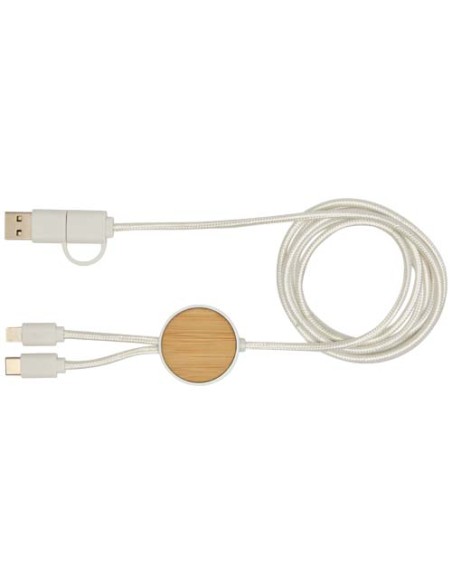 Cavo 5-in-1 in plastica riciclata da 150 cm per la sincronizzazione dei dati e la ricarica rapida da 27 W con dettagli in bam