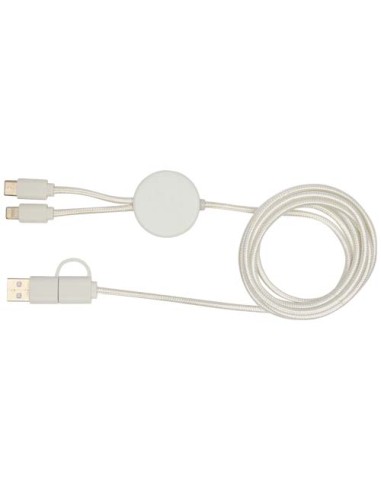 Cavo 5-in-1 in plastica riciclata da 150 cm per la sincronizzazione dei dati e la ricarica rapida da 27 W con dettagli in bam