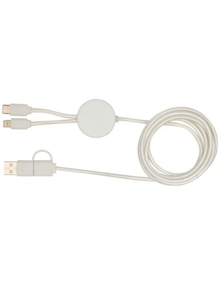 Cavo 5-in-1 in plastica riciclata da 150 cm per la sincronizzazione dei dati e la ricarica rapida da 27 W con dettagli in bam