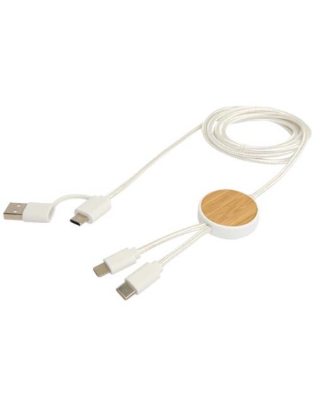 Cavo 5-in-1 in plastica riciclata da 150 cm per la sincronizzazione dei dati e la ricarica rapida da 27 W con dettagli in bam