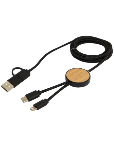 Cavo 5-in-1 in plastica riciclata da 150 cm per la sincronizzazione dei dati e la ricarica rapida da 27 W con dettagli in bam