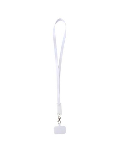 Lanyard per smartphone in plastica riciclata con cavo integrato per la sincronizzazione dati e la ricarica rapida 5 in 1 da 6