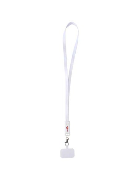 Lanyard per smartphone in plastica riciclata con cavo integrato per la sincronizzazione dati e la ricarica rapida 5 in 1 da 6