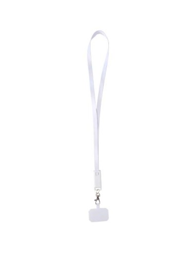 Lanyard per smartphone in plastica riciclata con cavo integrato per la sincronizzazione dati e la ricarica rapida 5 in 1 da 6