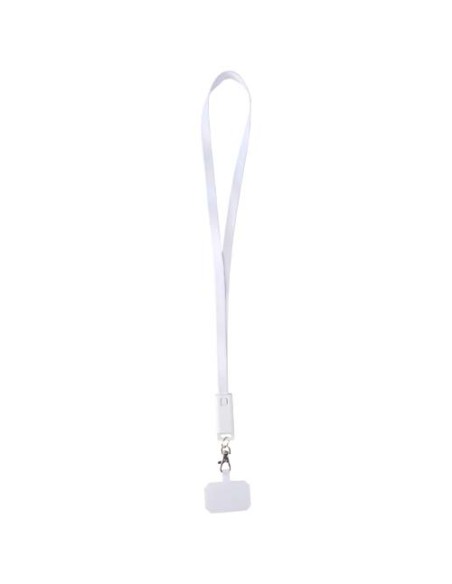 Lanyard per smartphone in plastica riciclata con cavo integrato per la sincronizzazione dati e la ricarica rapida 5 in 1 da 6