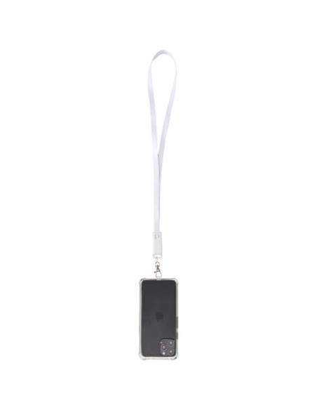 Lanyard per smartphone in plastica riciclata con cavo integrato per la sincronizzazione dati e la ricarica rapida 5 in 1 da 6