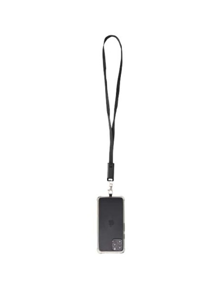 Lanyard per smartphone in plastica riciclata con cavo integrato per la sincronizzazione dati e la ricarica rapida 5 in 1 da 6