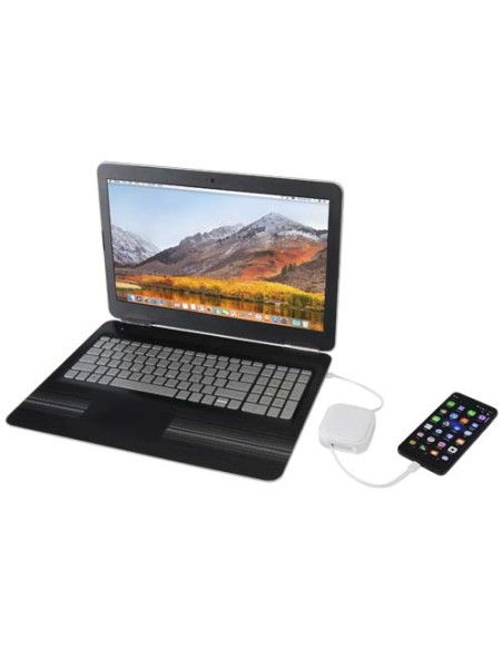 Cavo retrattile 5 in 1 in materiale riciclato con cavo retrattile per la sincronizzazione dei dati e la ricarica rapida da 10