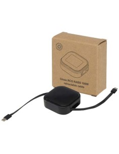 Cavo retrattile 5 in 1 in materiale riciclato con cavo retrattile per la sincronizzazione dei dati e la ricarica rapida da 10