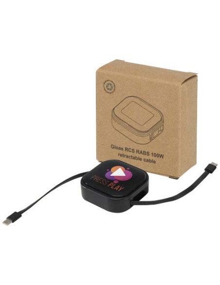 Cavo retrattile 5 in 1 in materiale riciclato con cavo retrattile per la sincronizzazione dei dati e la ricarica rapida da 10