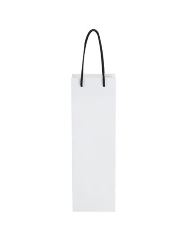 Sacchetto in carta integra da 170 g/m2 per bottiglia di vino realizzato a mano con manici in cordino di plastica - 12 x 9 x 3
