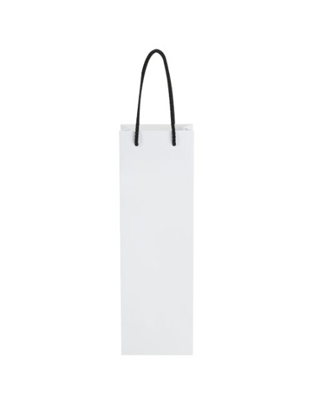 Sacchetto in carta integra da 170 g/m2 per bottiglia di vino realizzato a mano con manici in cordino di plastica - 12 x 9 x 3
