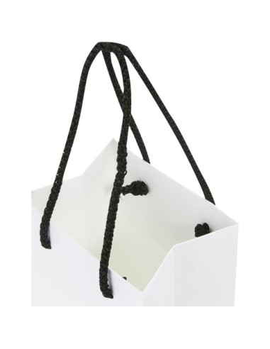 Sacchetto in carta integra da 170 g/m2 per bottiglia di vino realizzato a mano con manici in cordino di plastica - 12 x 9 x 3