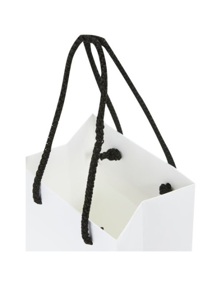 Sacchetto in carta integra da 170 g/m2 per bottiglia di vino realizzato a mano con manici in cordino di plastica - 12 x 9 x 3