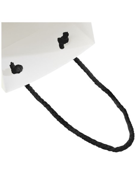 Sacchetto in carta integra da 170 g/m2 per bottiglia di vino realizzato a mano con manici in cordino di plastica - 12 x 9 x 3