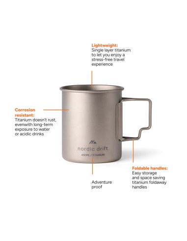 Tazza in titanio Nordic Drift Trail Ultra Light 450ML