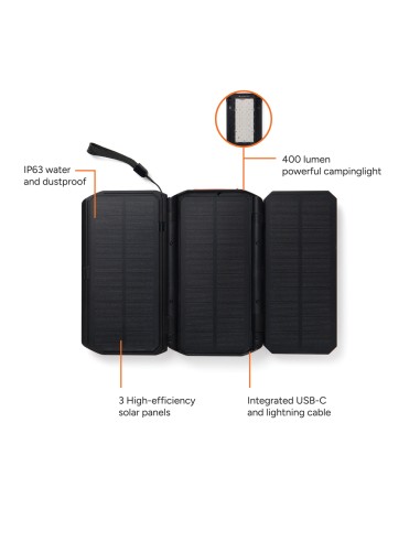 Powerbank solare 10.000mAh Nordic Drift Titan con 3 pannelli