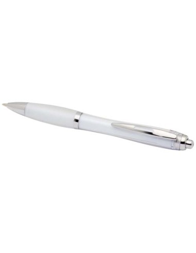  Penna a sfera in plastica riciclata certificata RCS con fusto e impugnatura colorati (inchiostro blu) Nash