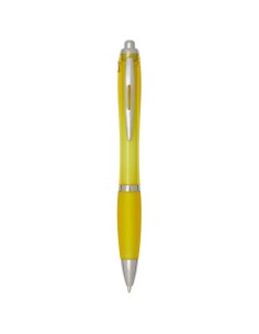 Penna a sfera in plastica riciclata certificata RCS con fusto e impugnatura colorati (inchiostro nero) Nash