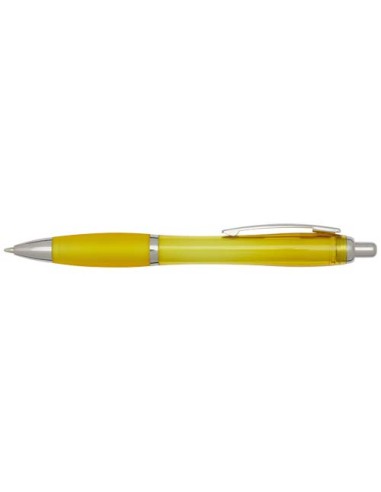 Penna a sfera in plastica riciclata certificata RCS con fusto e impugnatura colorati (inchiostro nero) Nash