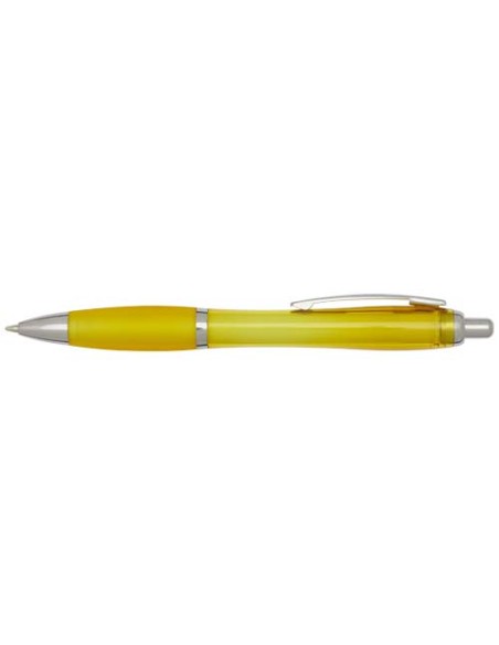 Penna a sfera in plastica riciclata certificata RCS con fusto e impugnatura colorati (inchiostro nero) Nash