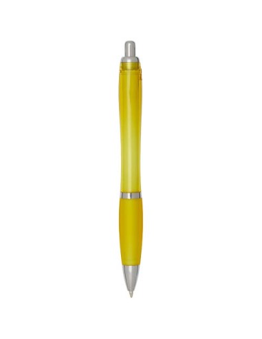 Penna a sfera in plastica riciclata certificata RCS con fusto e impugnatura colorati (inchiostro nero) Nash