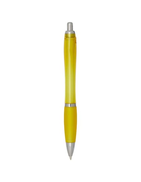 Penna a sfera in plastica riciclata certificata RCS con fusto e impugnatura colorati (inchiostro nero) Nash