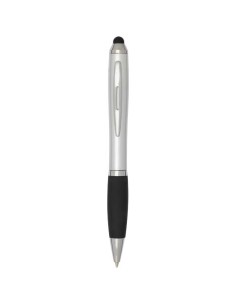 Penna a sfera con pennino in plastica riciclata RCS con fusto colorato e impugnatura di colore nero (inchiostro nero) Nash