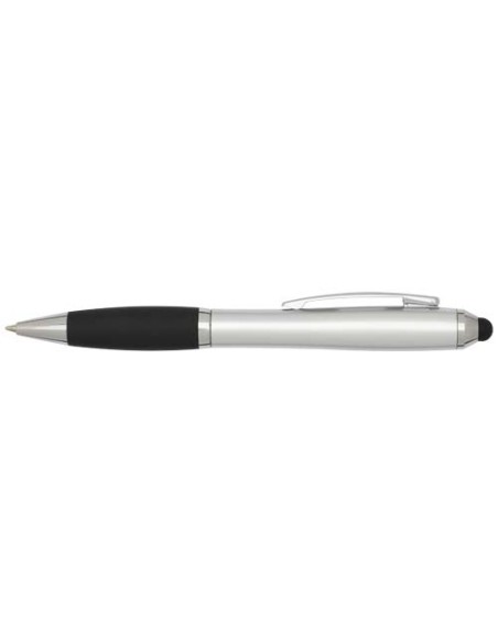 Penna a sfera con pennino in plastica riciclata RCS con fusto colorato e impugnatura di colore nero (inchiostro nero) Nash