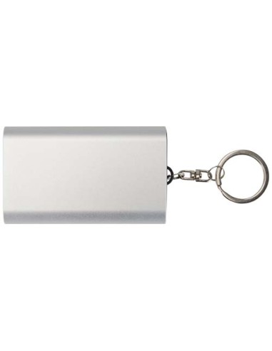 Power bank da 2000 mAh in alluminio riciclato con portachiavi Arcturus