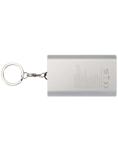 Power bank da 2000 mAh in alluminio riciclato con portachiavi Arcturus