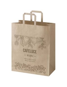 Sacchetto di carta da 80-90 g/m² con manici piatti , 32 x 17 x 39 cm Kraft