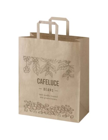 Sacchetto di carta da 80-90 g/m² con manici piatti , 32 x 17 x 39 cm Kraft