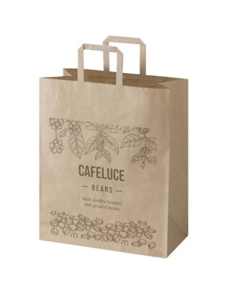 Sacchetto di carta da 80-90 g/m² con manici piatti , 32 x 17 x 39 cm Kraft