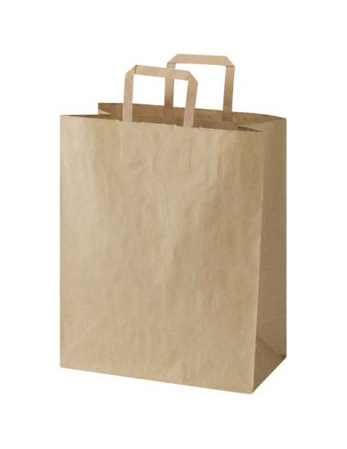 Sacchetto di carta da 80-90 g/m² con manici piatti , 32 x 17 x 39 cm Kraft