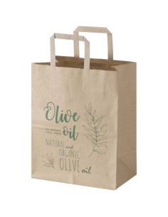 Sacchetto di carta da 80 g/m² con manici piatti, 25 x 15 x 32 cm Kraft