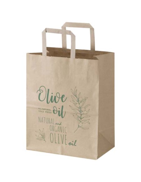 Sacchetto di carta da 80 g/m² con manici piatti, 25 x 15 x 32 cm Kraft
