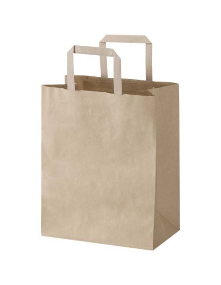 Sacchetto di carta da 80 g/m² con manici piatti, 25 x 15 x 32 cm Kraft